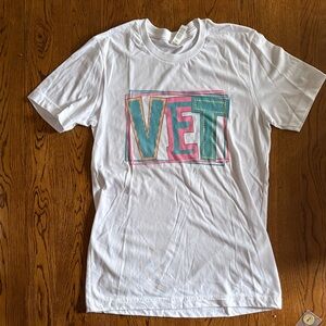 White T-Shirt with Colorful VET Graphic